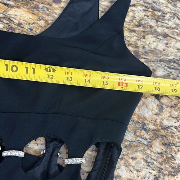 Niteline Della Roufogali Black Beaded Cut Outs Jumpsuit Size 6 - Picture 8 of 11